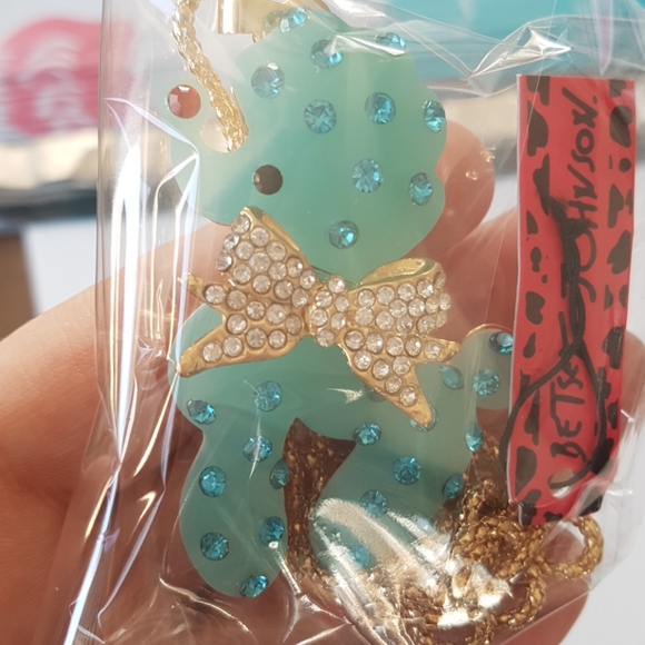 Betsey Johnson Style Necklace Blue Crystal Pendant - Picture 9 of 12